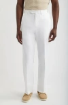 Berle Microfiber Flat Front Pants In White