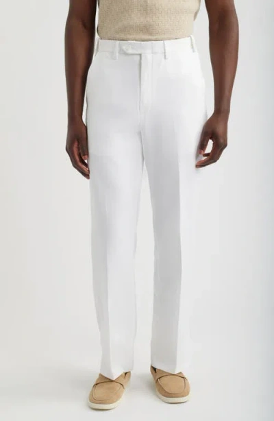 Berle Microfiber Flat Front Pants In White