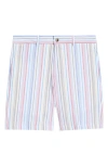 Berle Multi Stripe Flat Front Seersucker Shorts In Multi