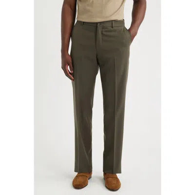 Berle Nano Reflex Solid Flat Front Dress Pants In Green