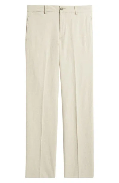 Berle Pleated Cotton & Linen Straight Leg Pants