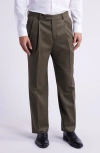 Berle Slim Fit Flat Front Charcoal Grey Super 100s Wool Dress Pants In Brown