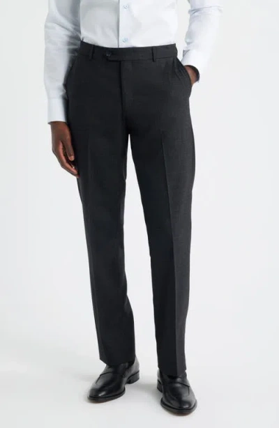 Berle Saxony Thatch Weave Wool Blend Dress Pants In Black