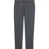 Berle Saxony Trim Fit Flat Front Thatch Weave Wool Blend Dress Pants In Gray