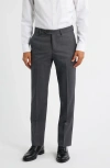 Berle Slim Fit Flat Front Charcoal Grey Super 100s Wool Dress Pants In Gray