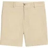 Berle Solid Linen Look Flat Front Cotton Shorts In Brown