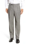 Berle Touch Finish Pleated Plaid Classic Fit Stretch Wool Trousers In Black/white
