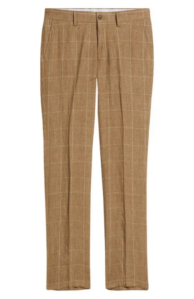 Berle Windowpane Check Linen Pants