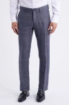 Berle Windowpane Check Linen Pants In Brown