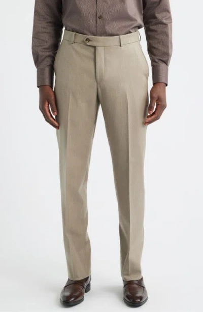 Berle Wool & Cashmere Flannel Dress Pants In Brown