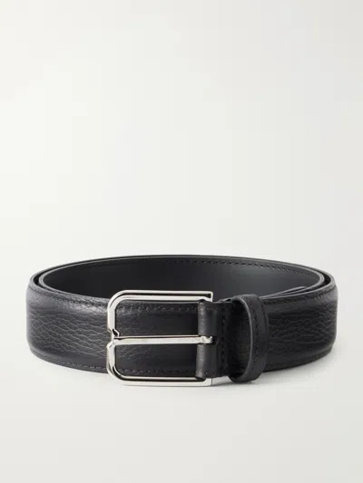 Berluti 3.5 Cm Full-grain Leather Belt In Black