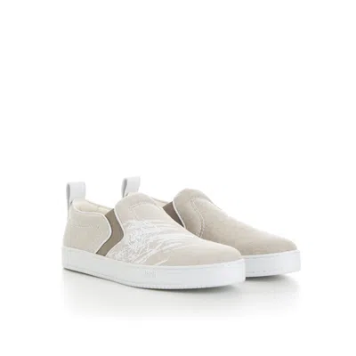 Pre-owned Berluti 980$ Beige Playtime Cotton Slip-on Sneakers - Scritto Design