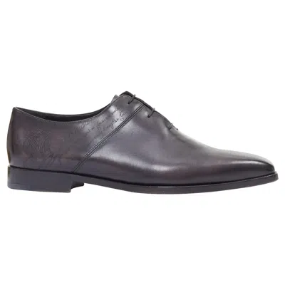 Pre-owned Berluti Alessandro Calfskin Leather Scritto Calligraphy Loafer Shoes Uk8 Eu41 In Gray