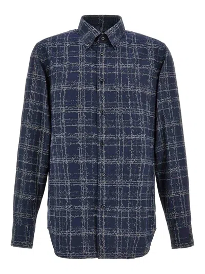 Berluti Blue Alessandro Scritto Checks Shirt In Multi