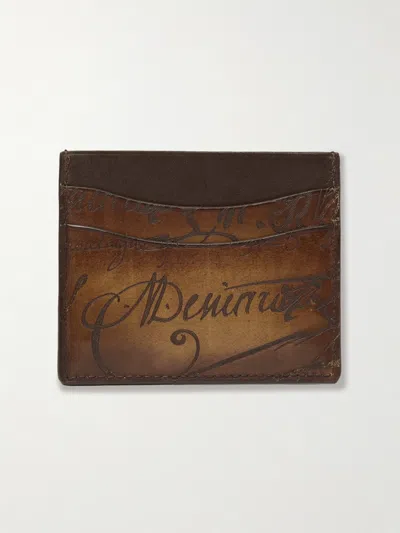 Berluti Bambou Leather Cardholder In Brown