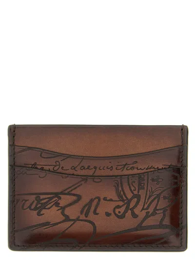 Berluti Bambou Scritto Card Holder In Brown