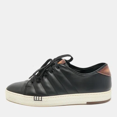 Pre-owned Berluti Black/brown Leather Playtime Low Top Sneakers Size 42.5