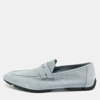 Pre-owned Berluti Blue Suede Rimini Penny Loafers Size 42