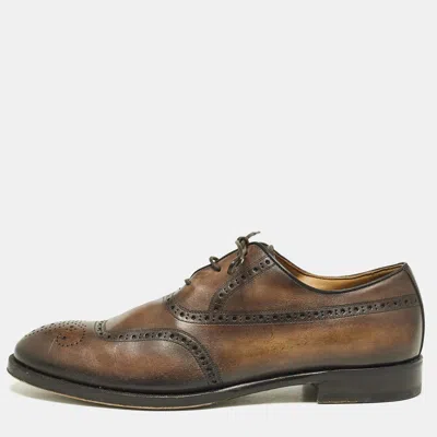 Pre-owned Berluti Brown Brogue Leather Lace Up Oxfords Size 43.5