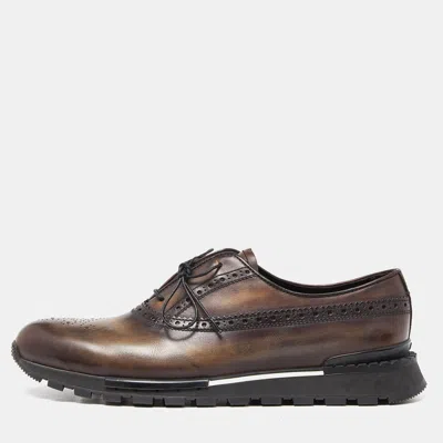 Pre-owned Berluti Brown Brogue Leather Lace Up Oxfords Size 43.5