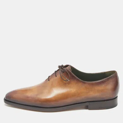 Pre-owned Berluti Brown Leather Alessandro Démesure Oxfords Size 44.5
