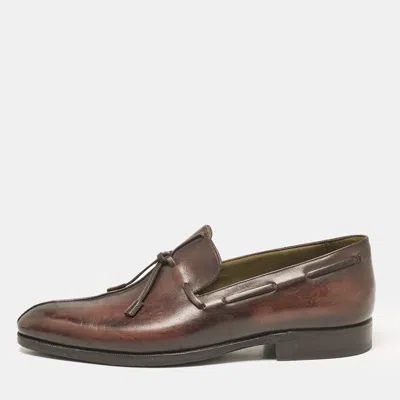 Pre-owned Berluti Brown Leather Slip On Derby Size 41.5