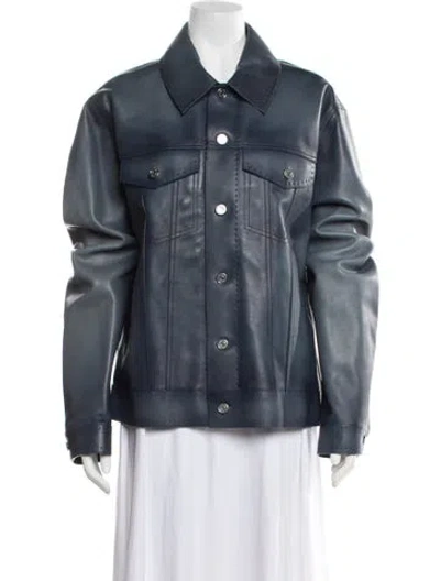 Pre-owned Berluti Calfskin Trucker Jacket W/ Tags In Blue