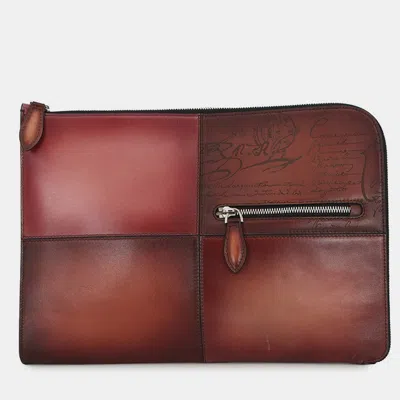 Pre-owned Berluti Calligraphy Nino Brown/pink Leather Size Tgm