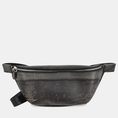 Pre-owned Berluti Calligraphy Rider Bumbag Black Leather