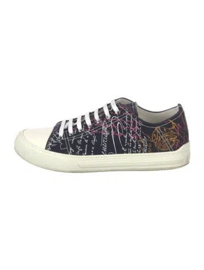 Pre-owned Berluti Canvas Graphic Print Sneakers In Blue