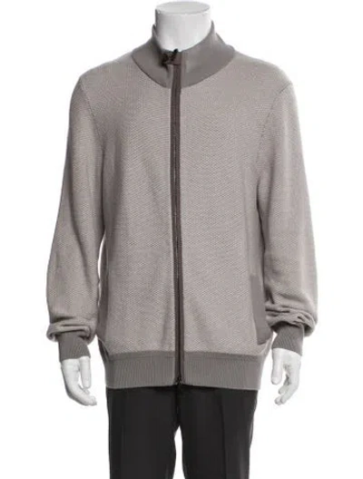 Pre-owned Berluti Cashmere Colorblock Pattern Bomber Jacket In Grey