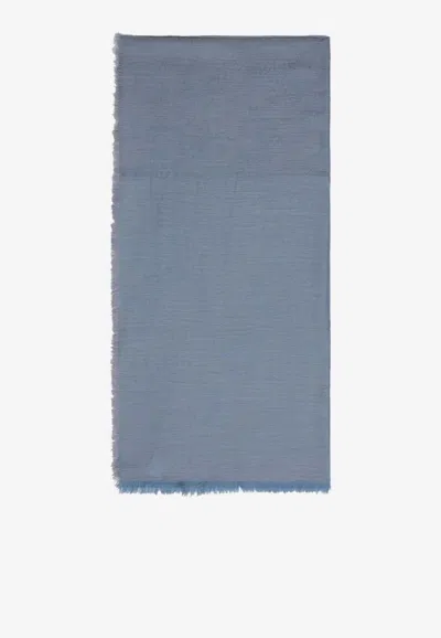 Berluti Cashmere Fringed Scarf In Blue