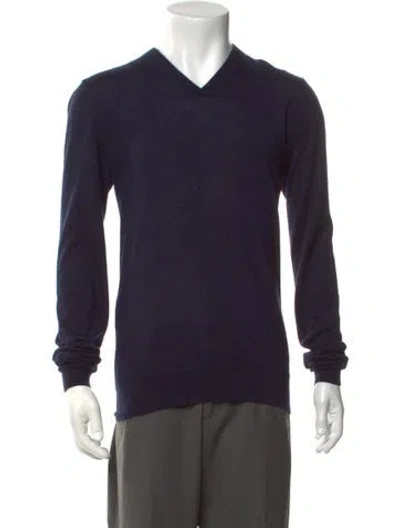 Pre-owned Berluti Cashmere V-neck Pullover In Blue