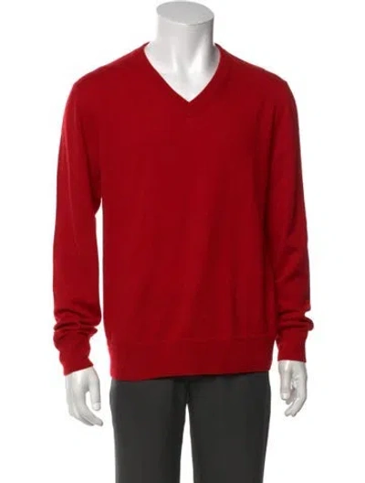 Pre-owned Berluti Cashmere V-neck Pullover In Red