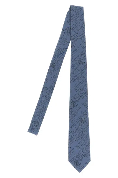 Berluti 'classic Scritto' Tie In Blue