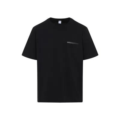Berluti Cotton Jersey T-shirt With Leather-trimmed Pocket In Black