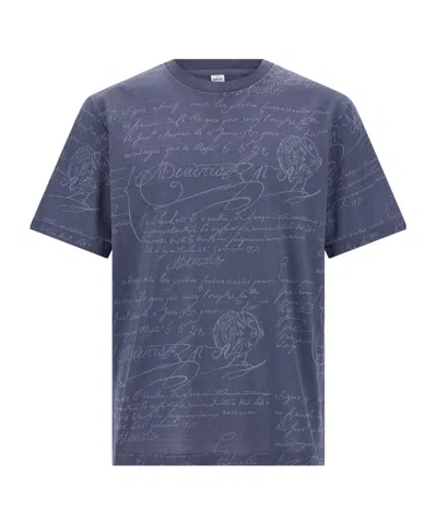 Berluti Crew Neck Short-sleeved T-shirt In Blue