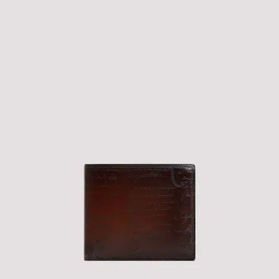 BERLUTI DARK BROWN WRITTEN DETAILS WALLET