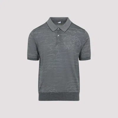 Berluti Scritto Wool Polo T-shirt In Gray