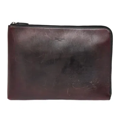 Pre-owned Berluti Ecritoire Brown Leather Clutch Bag ()