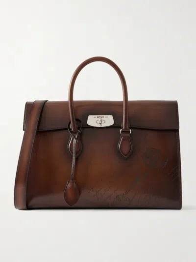 Berluti E'mio Venezia Leather Briefcase In Brown