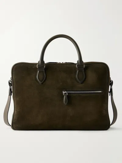 Berluti F088 Leather-trimmed Suede Briefcase In Green
