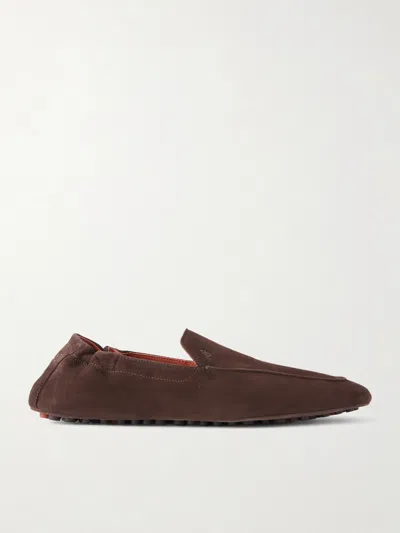 Berluti Far Niente Suede Driving Shoes In Brown