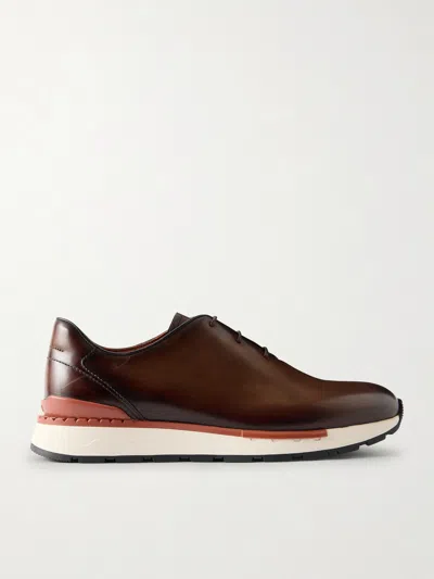 Berluti Fast Track Full-grain Venezia Softy Leather Sneakers In Brown