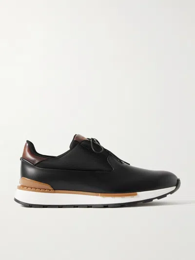 Berluti Fast Track Torino Leather And Shell Sneakers In Black