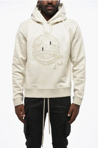 Berluti Fleeced Cotton Hoodie With Ribbed Wool Edges In White