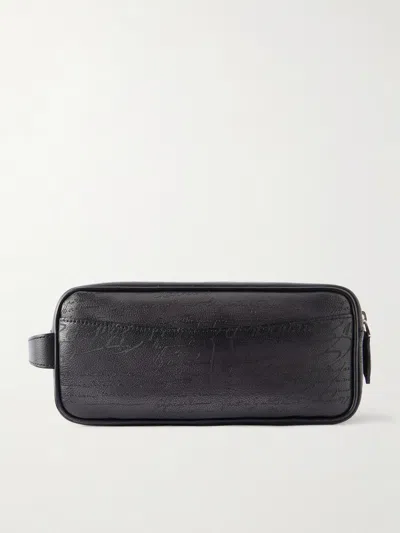 Berluti Formula 1003 Scritto Venezia Leather Wash Bag In Black