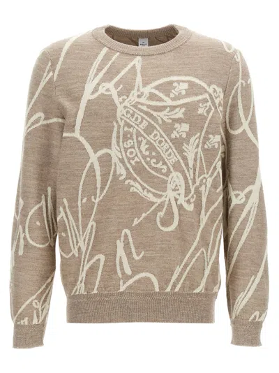 Berluti Embroidered Crew-neck Sweater In Gray