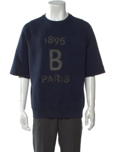 Pre-owned Berluti Graphic Print Crew Neck Sweatshirt In Blue