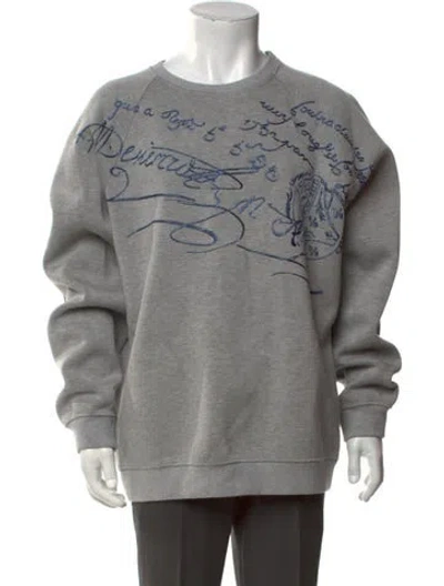 Pre-owned Berluti Graphic Print Crew Neck Sweatshirt In Grey